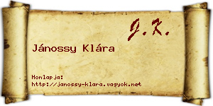Jánossy Klára névjegykártya